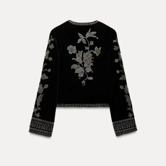 ZARA EMBROIDERED VELVET JACKET ZW COLLECTION - Picture 3 of 6